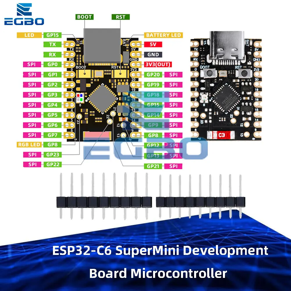 egbo ESP32-C6 SuperMini Development Board Microcontroller Programming Learning Controller Core Board