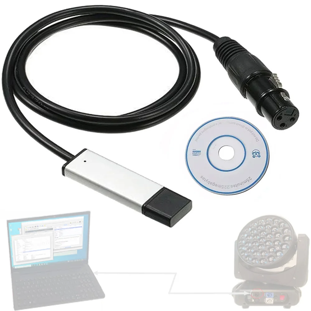 FTDI USB to XLR 3P for Freestyler Q Light DMX512 Interface Laptop PC Config Console Control  uDMX Cable