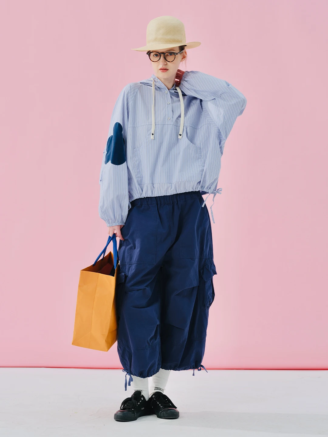 imakokoni High Waisted Cargo Work Pants Drawstring Loose Cropped Pants Women's Pants Casual Female Clothing for Women