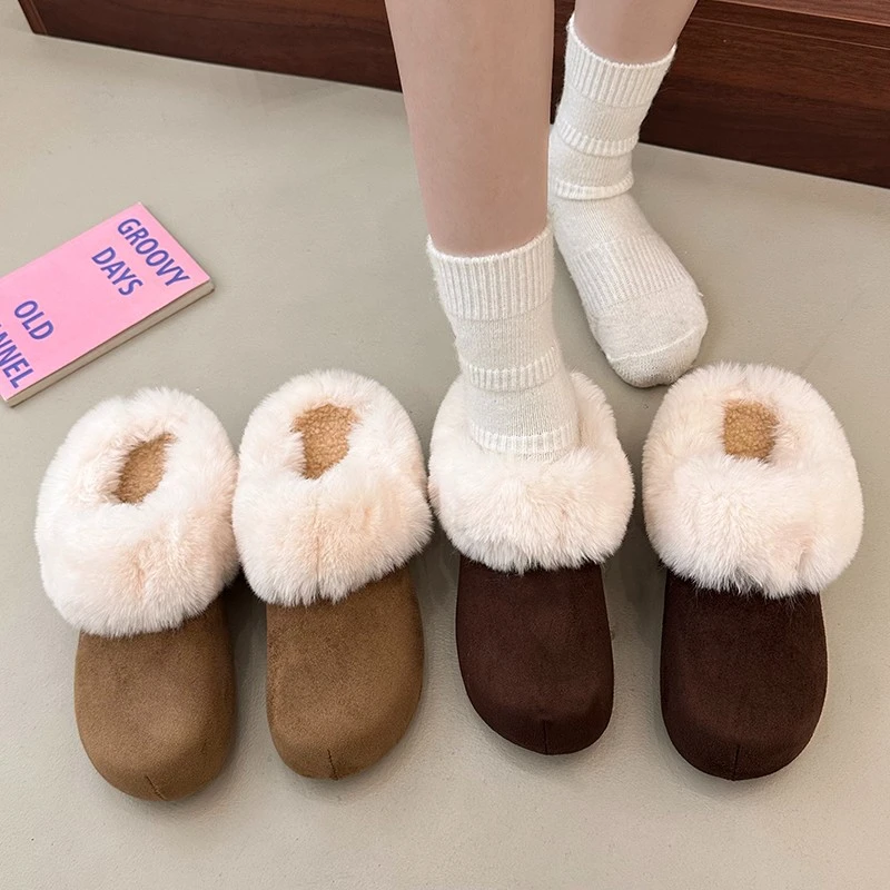 Cotton Slippers for Women, Outerwear Style, 2026 Autumn-winter New Design, Padded Head Cover, Half-length Slippers