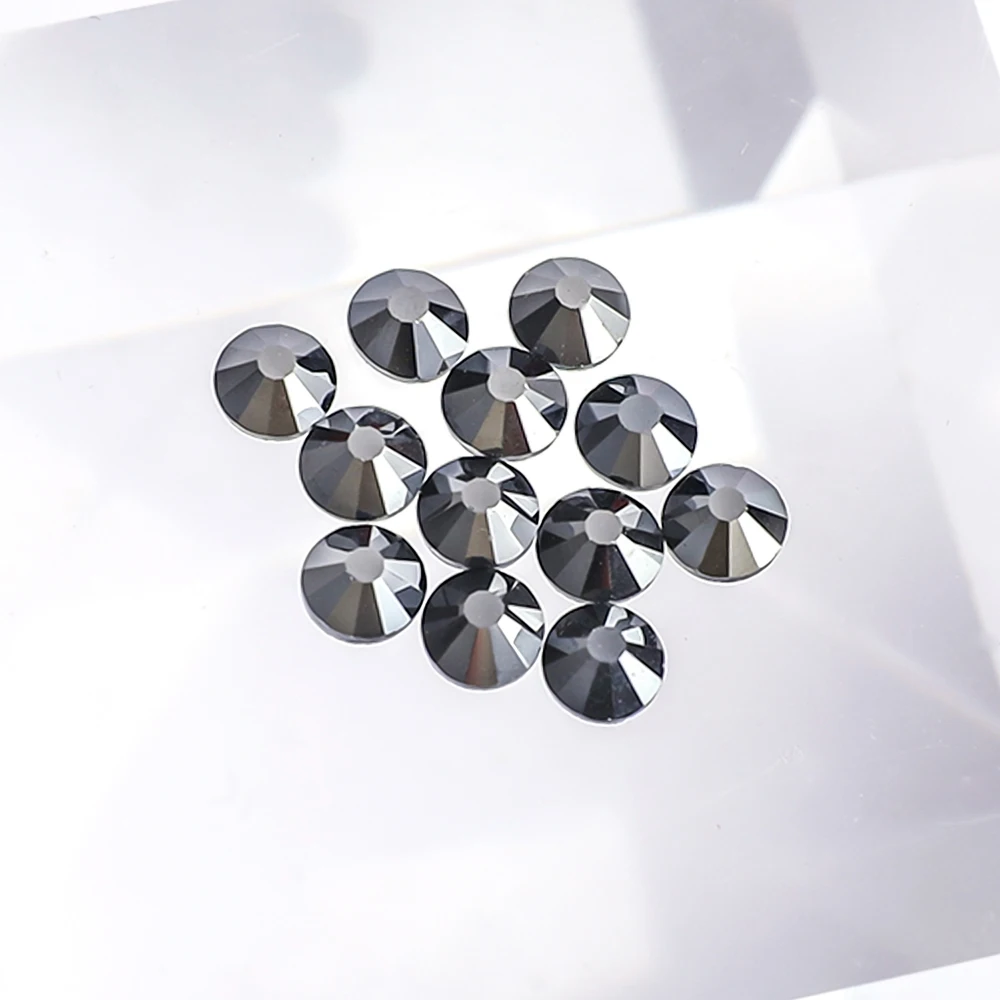 Super Glitter Rhinestones Black Shiny SS4-SS30 Non HotFix FlatBack Glass Rhinestone Dress Decorations