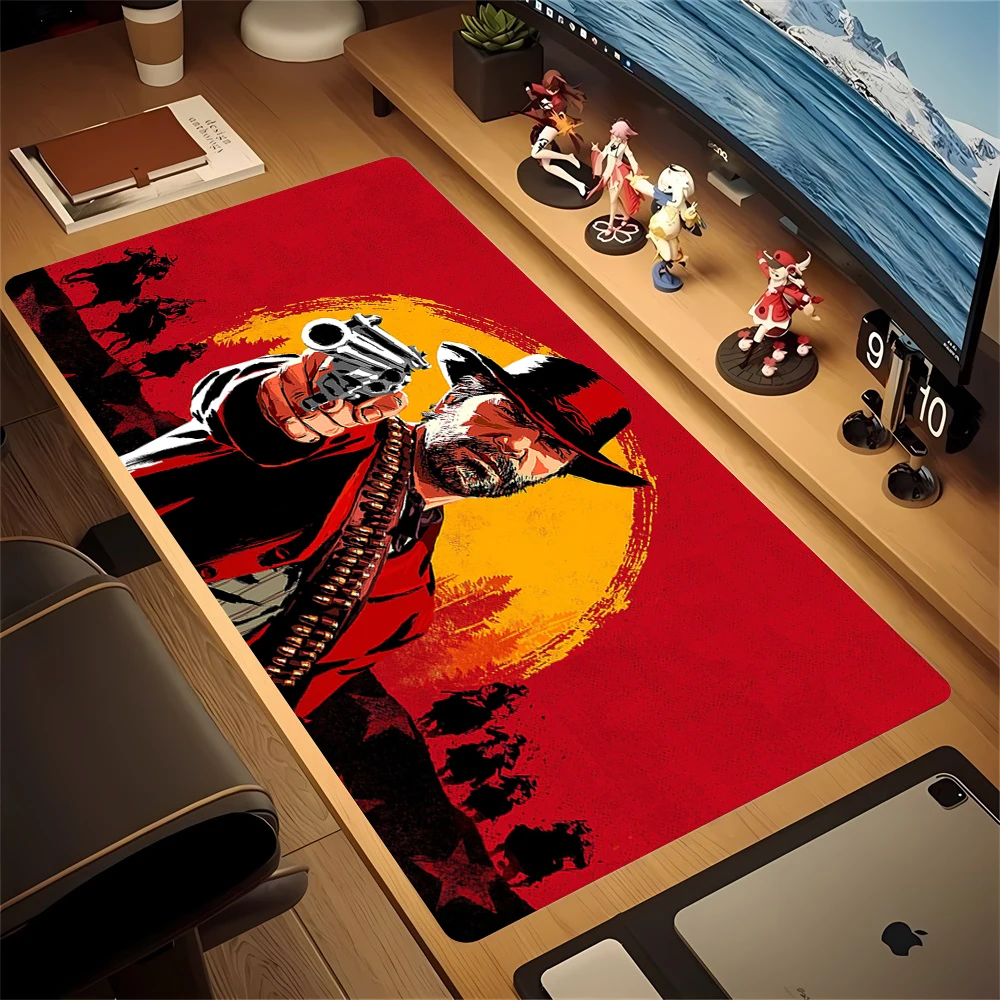 Red Frequency Redemption 2-Grand tapis de souris Gamer, accessoires de jeu, clavier Mausepad, polymères, Deskvirus