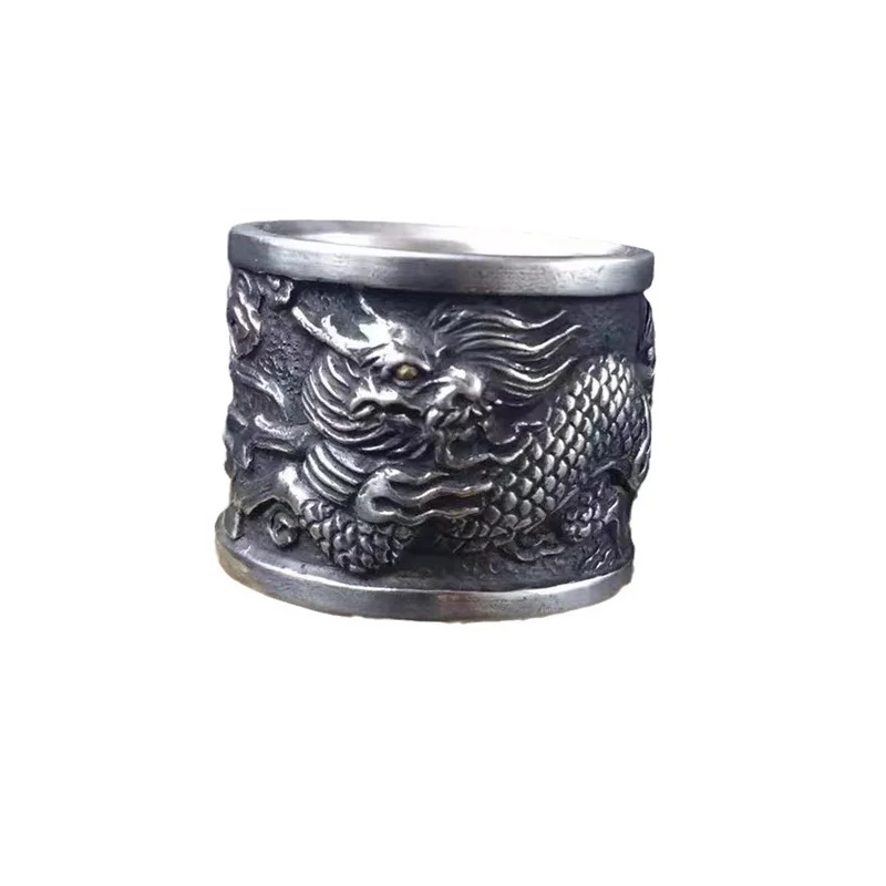 الاستبداد الوحش الإلهي كيلين الدائري للرجال مجوهرات العصرية الإغاثة الحيوان نمط حلقة الذكور السبابة الملحقات مفتوحة الحجم