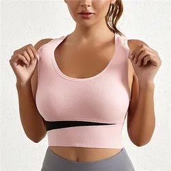 Sexy Women Sports Bra Plus Size Crop Top Patchwork Underwear Push Up Cotton Fitness Top Seamless Bralette Sports Vest Yoga Top