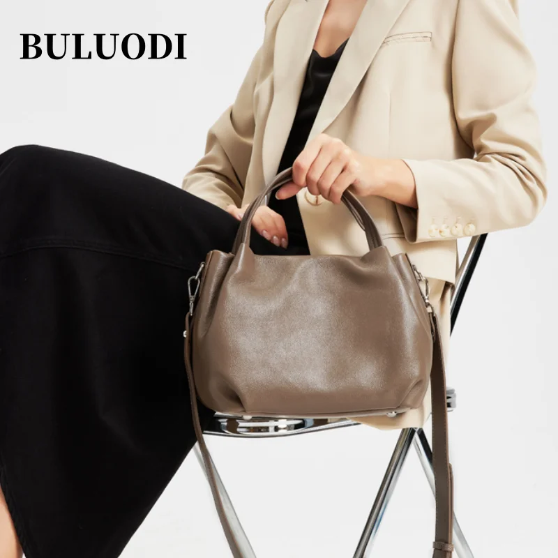 Women's genuine leather cowhide handbag ladies shoulder bag slanted luxury brand bags female designer soft cloud bag