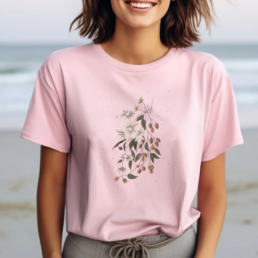 

Cotton T-Shirt Women Y2K Style Graphic Fashion Tops With Edge Design Comfort Stretch Fabric Streetwear Lovers Double Layer Hem