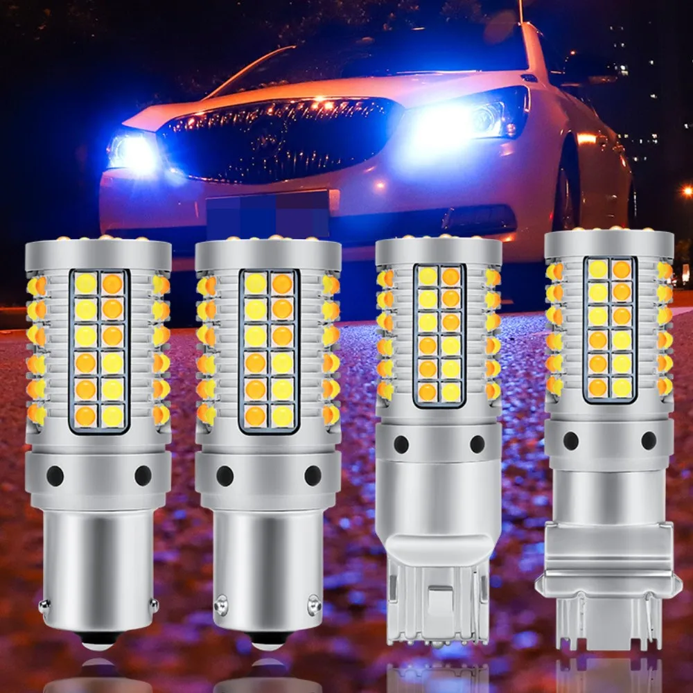 1156 3156 canbus free 69 LEDs 25W 2000LM ba15s bau15s 7440 Daytime Running Light Whit & Turn Signal Amber for Cars.