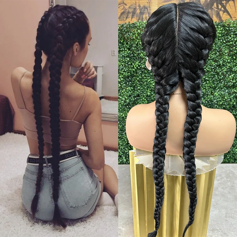 

Термостойкие синтетические плетеные кружевные парики кукурузные косы кружевные передние парики две косички для африканских женщин