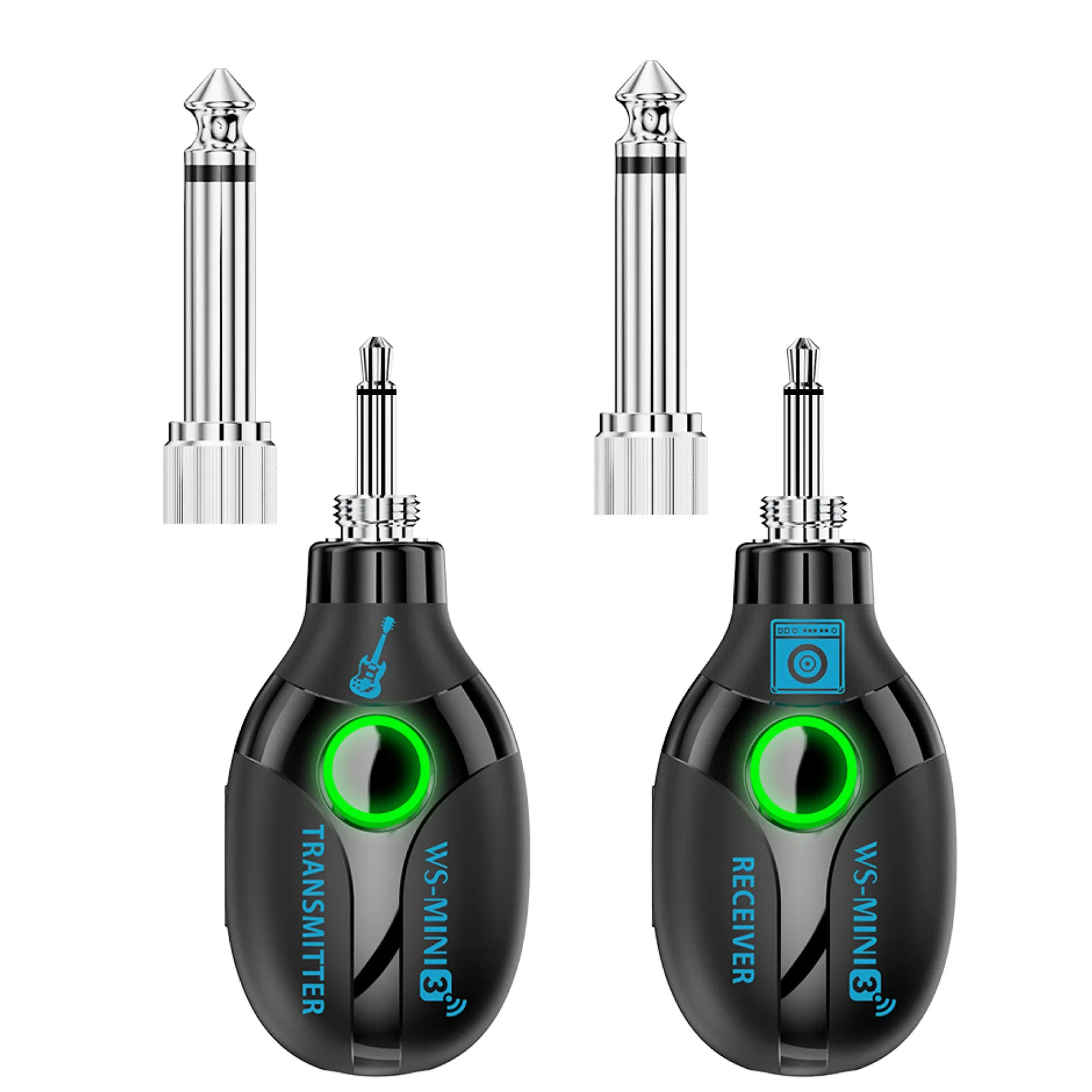 2.4G Wireless Guitar System Transmitter Receiver Set with Charging Compartment  System 4 Channel Transmission Plug and Play