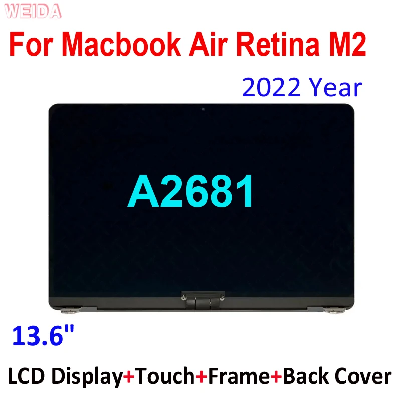 

13.6" For Macbook Air Retina M2 A2681 Full LCD Screen Display Assembly Silver Grey Gold Blue Full Upper Set With Back Cover