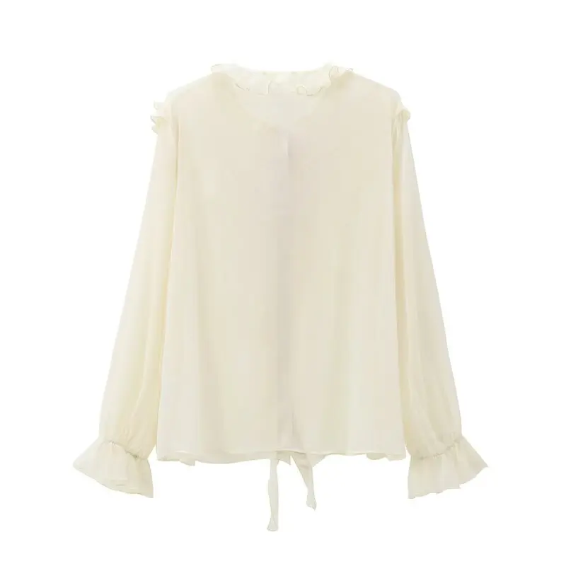 

Autumn 2024 Women's Design Sense Knot Layered Decoration irt Versatile Loose Fit Long Sve Regular Length