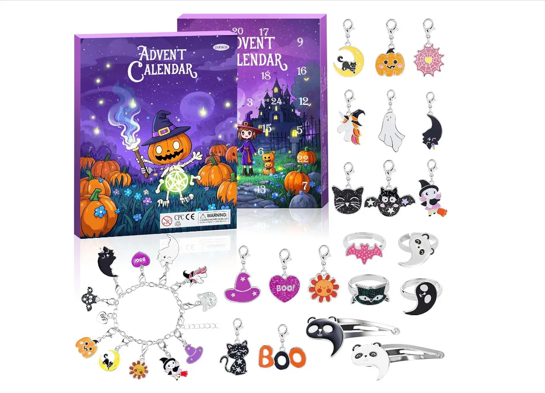 할로윈 창의적인 24일 카운트다운 DIY 드립 오일 비즈 블라인드 박스 액세서리 파티 장난감 어린이 선물