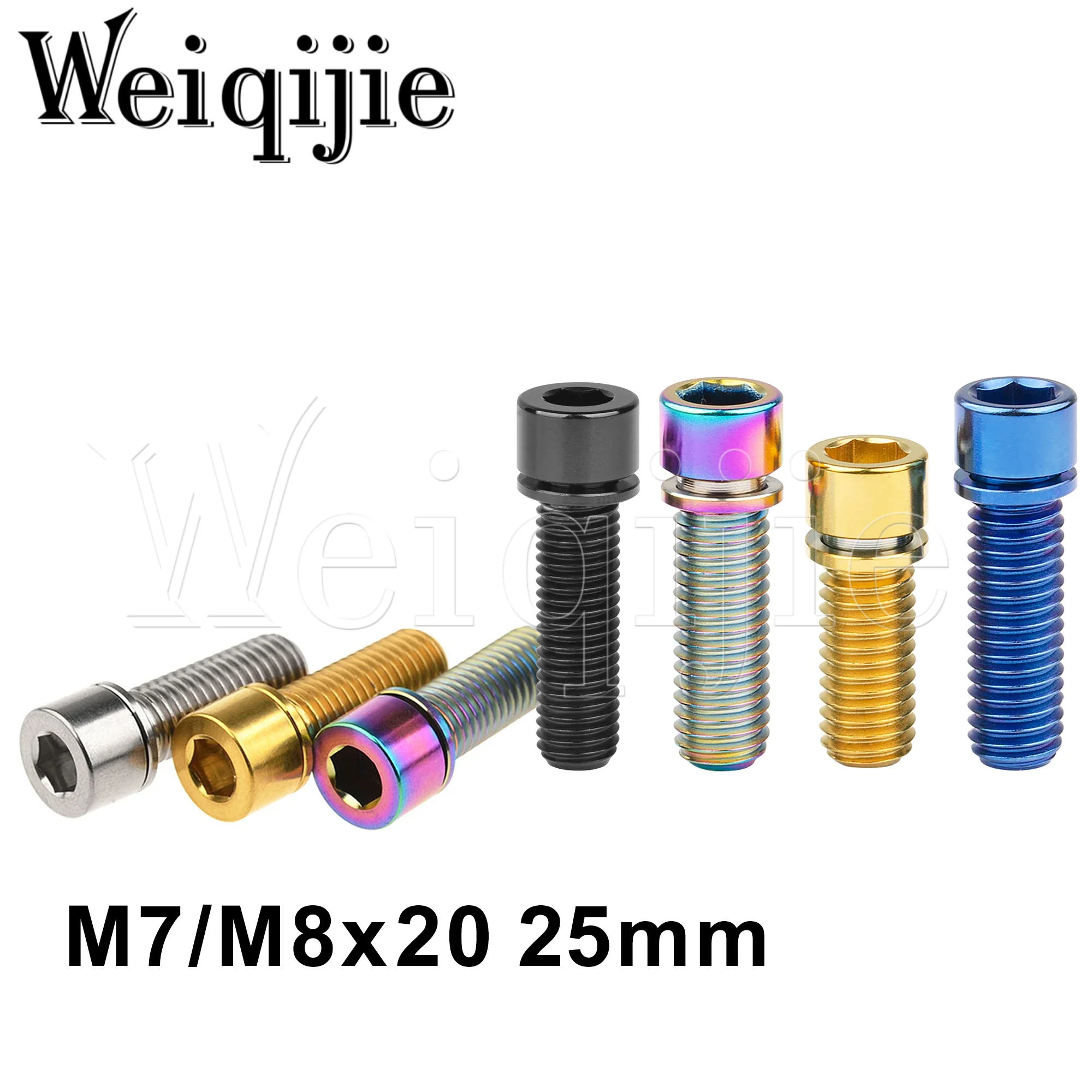 

Weiqijie 6Pcs Titanium Bolt M7/M8 x 20 25mm with Washers for Bike Bicycle Stem Motor Bike Screws