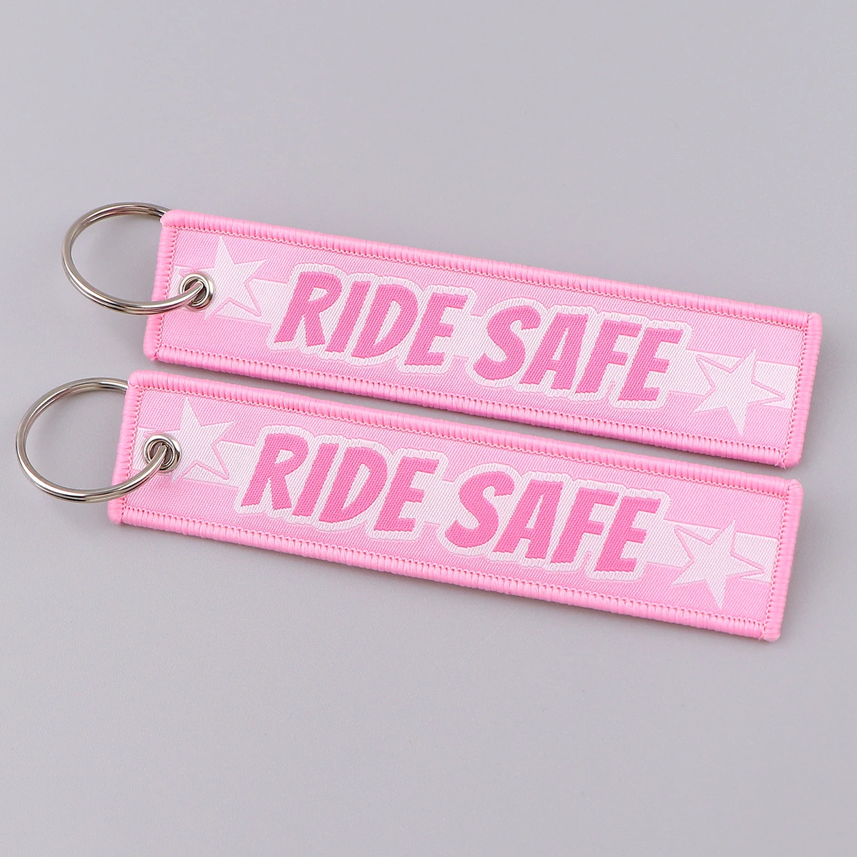 

1PCS Ride Safe Quotation Embroidery Key Tags Keychain for Motorcycle Cars Key Holder Pendant Jewelry Chaveiro Friends Gifts
