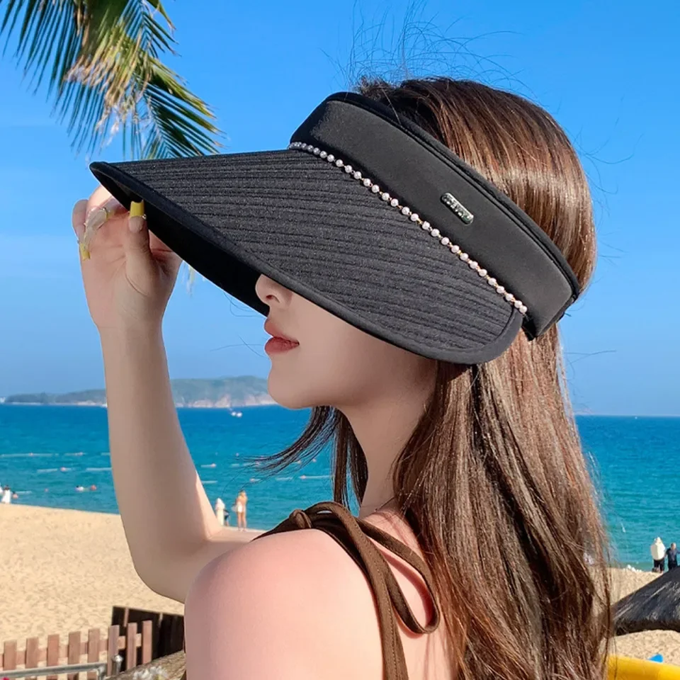 Sports Visor Hats Women Foldable Brim Lightweight Packable Adjustable Visor Caps Running Tennis Beach Huts 3