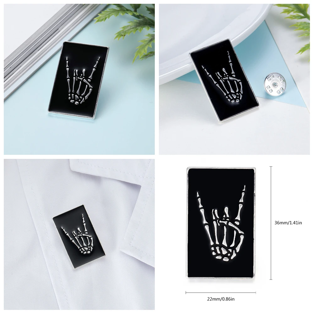 DCARZZ Medical X-Ray Bone Enamel Brooch Pin Creative Palm Skeleton Heart Pin for Doctor Nurse Backpack Lapel Bag Badge Jewelry