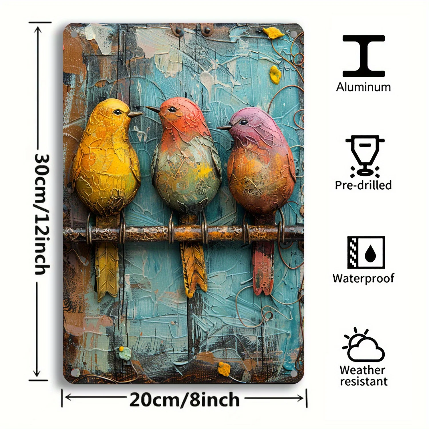 1PC Vintage Tin Bord Wall Art Iron Bird Standbeeld voor Home Kitchen Bar Club Coffee Shop Vintage Decoratief Bord - 12x18 inch