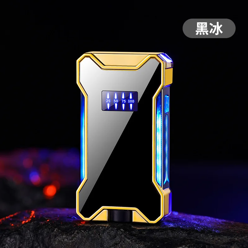 Nuovo accendino elettrico a gas personalizzato per celebrità di Internet, poppa visibile con fiamma blu antivento diretta, regalo per il fidanzato