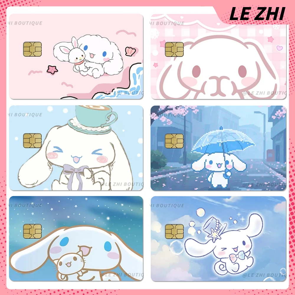 

1Pc Cartoon Sanrio Cinnamorol Diy Credit Card Debit Card Skin Stickers Kawaii Blue Pvc Waterproof Protective Film Skin Sticker