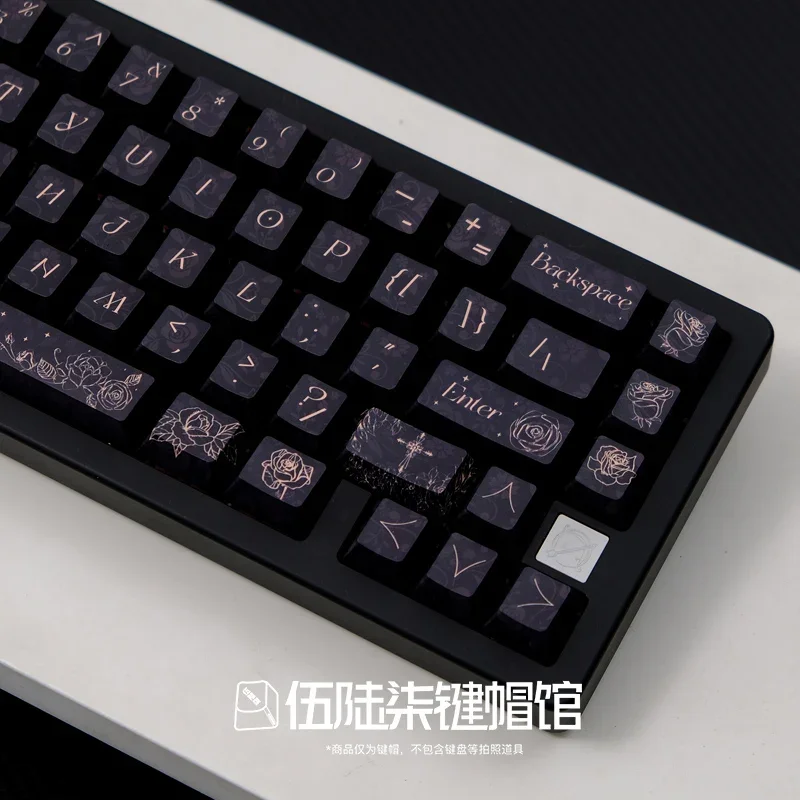 Колпачок для клавиш Black Rose, оригинальная высота, PBT, полная пятисторонняя сублимационная адаптация, механическая клавиатура 61/87/104/980