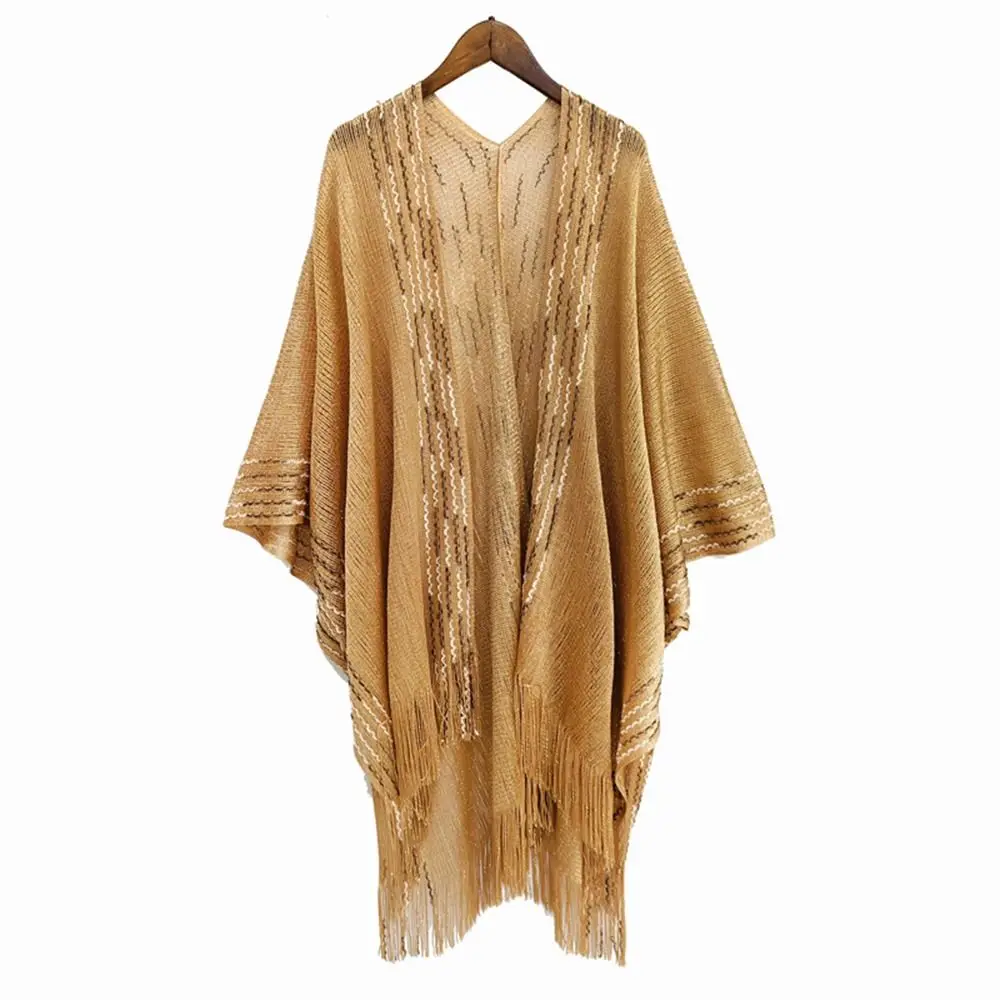 

Fashion Tassel Patchwork Women Tulle Shawl V-Neck Cardigans Hollow Wedding Bridal Shawl Chapel Scarf Party