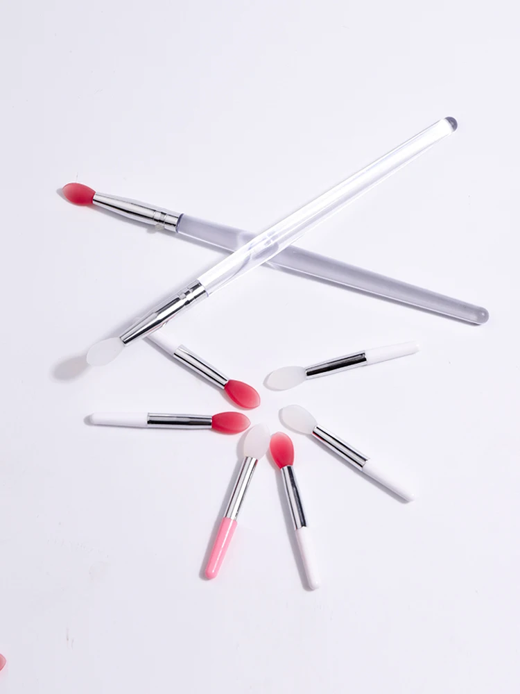 Lip Applicator 3pcs Double Side Soft Silicone Head Eyeshadow Brush Makeup Brushes with PVC Bag Cosmetic Beauty Makeup Tools