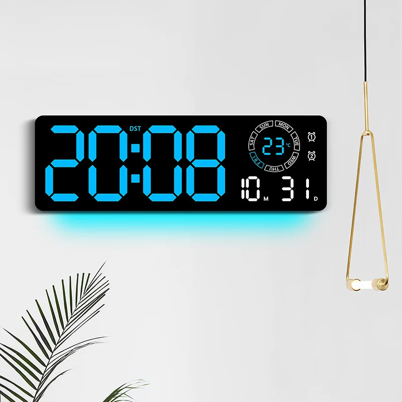 Creative Luminous LED Digital Wall Clock with Simple Modern Design and Two Alarm Settings for Living Room