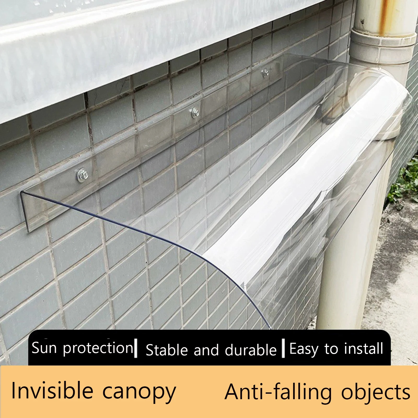 Ening canopy, transparent drain shelter, window running door canopy finished, outdoor invisible canopy without bracket, balcony window canopy thickened