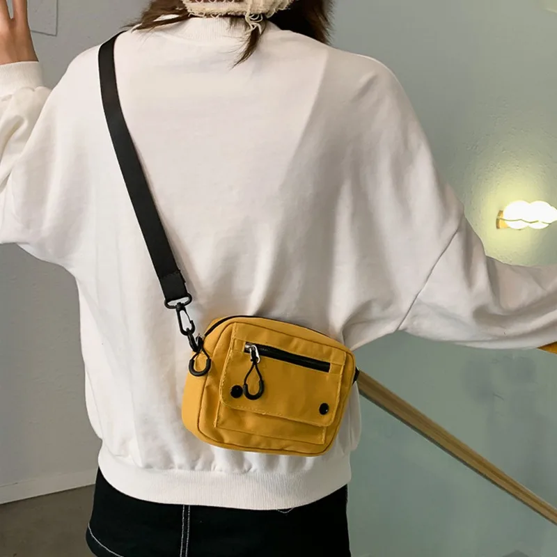 Kobiety płócienne torebki koreański Mini torba studencka telefon komórkowy prosty mała torba typu Crossbody Casual damski torba na ramię na zamek