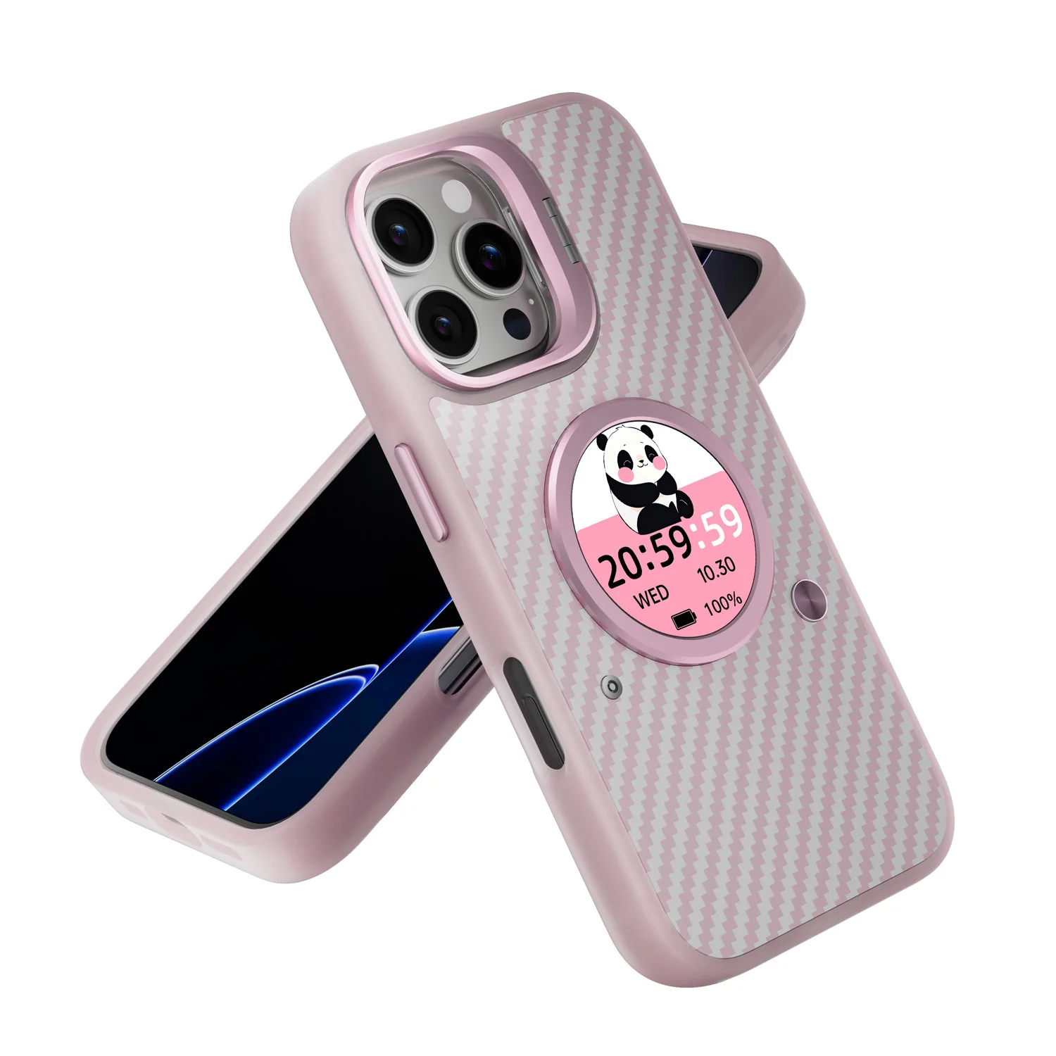 Smart Display Phone Case Rear Cam Preview Messages Notification Music Control Shockproof Cover For iPhone 15 16 17 18 Pro Max