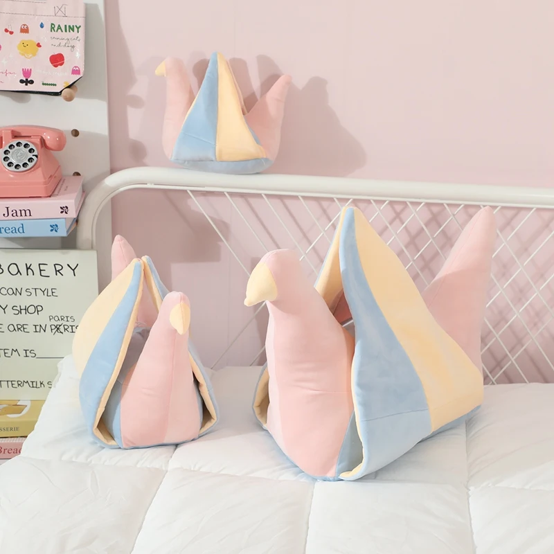 Nieuwe Hot Lucky Papier Kraan Pluche Pop Kussen Roze Regenboog Beste Wensen Vogel Knuffel Home Decor Verjaardagscadeau Voor Jongens En Meisjes