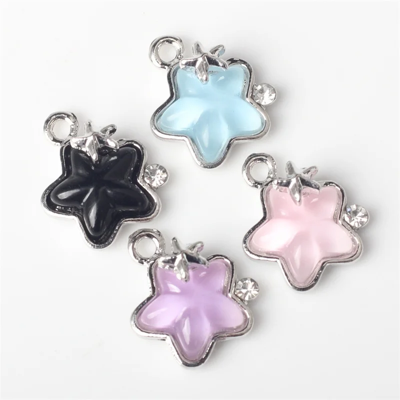 

New style 40pcs/lot color resin core cartoon start shape alloy floating locket charms diy jewelry bracelet/necklace accessory