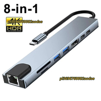 8 in 1 USB Type C Hub for MacBook Pro USB Adapter Dual USB C To HDMI-Compatible USB3.0 2.0 SD/TF Card for MacBook Mac Laptops