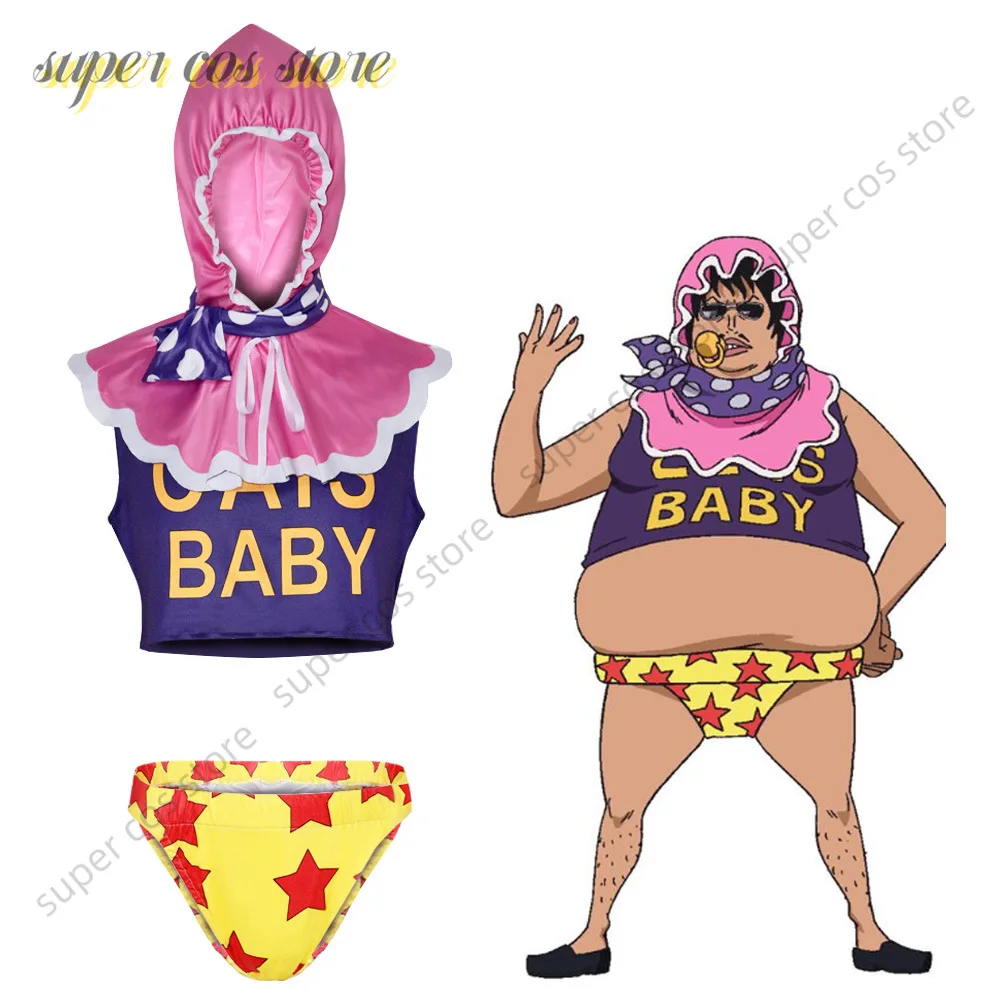 New Anime One Piece Senor Pink Full Set Headgear Top Shorts Unisex Adult Halloween Party Cosplay Costume Performance Uniform