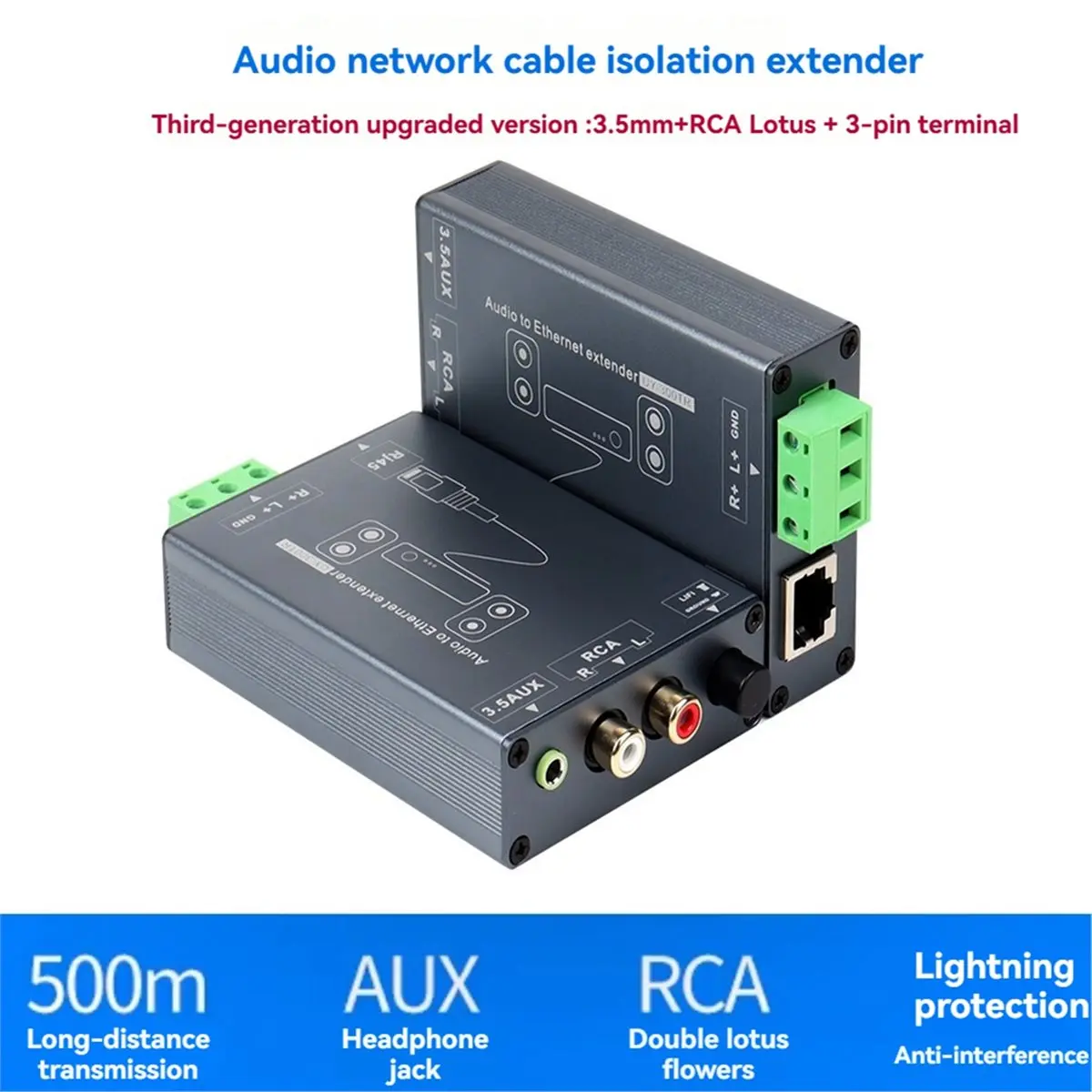 a43i]-1pair-audio-to-ethernet-extender-35mm-jack-audio-to-rj45-network-cable-extender-network-signal-extender