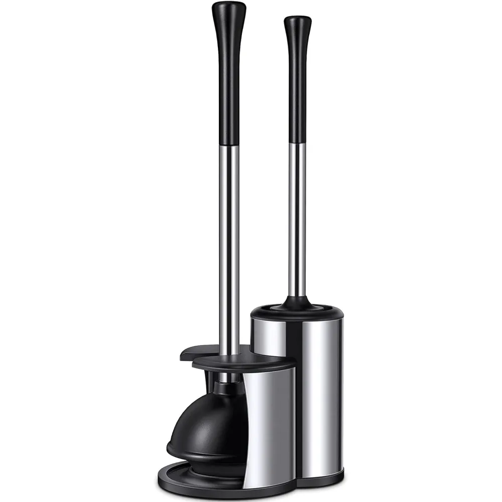 

Heavy Duty Toilet Plunger and Brush Set with Hidden Holder for Bathroom Cleaning