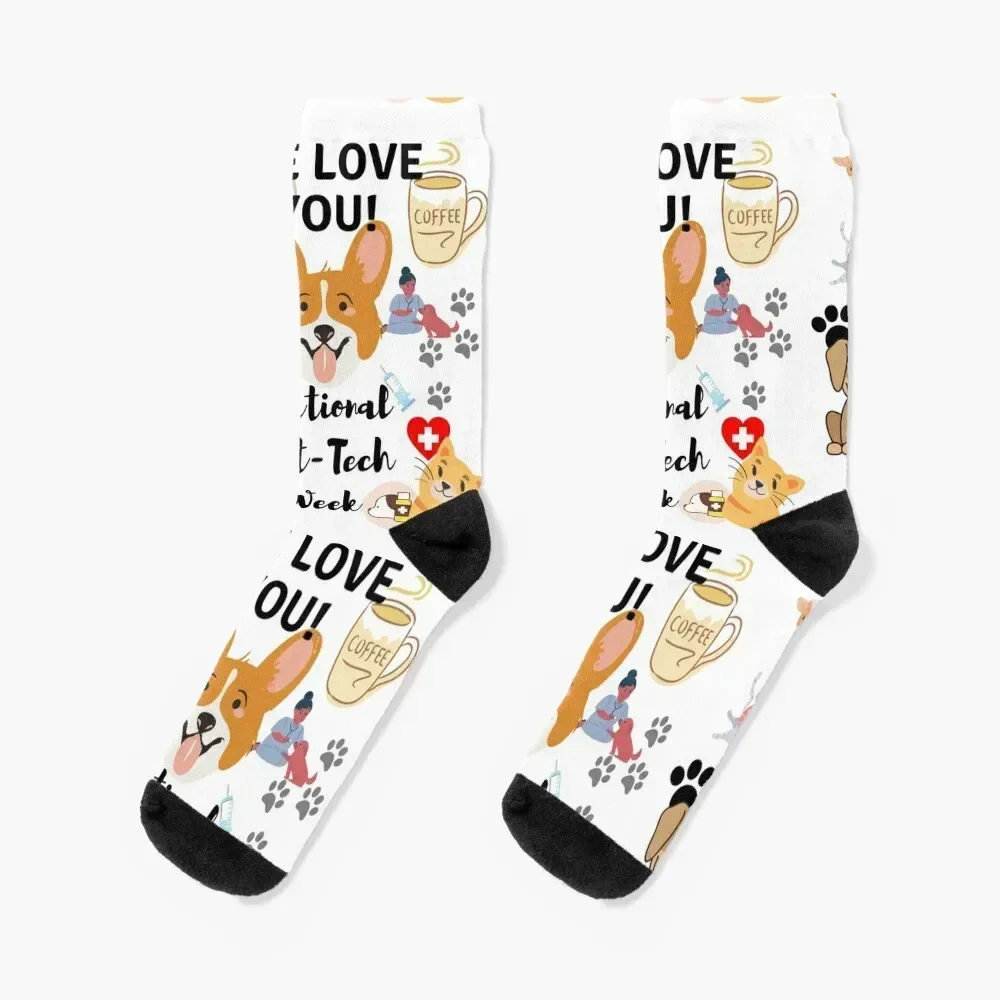 

National Vet tech week - We love you! Socks hip hop new year soccer anti-slip Sports Socks For Men Women's