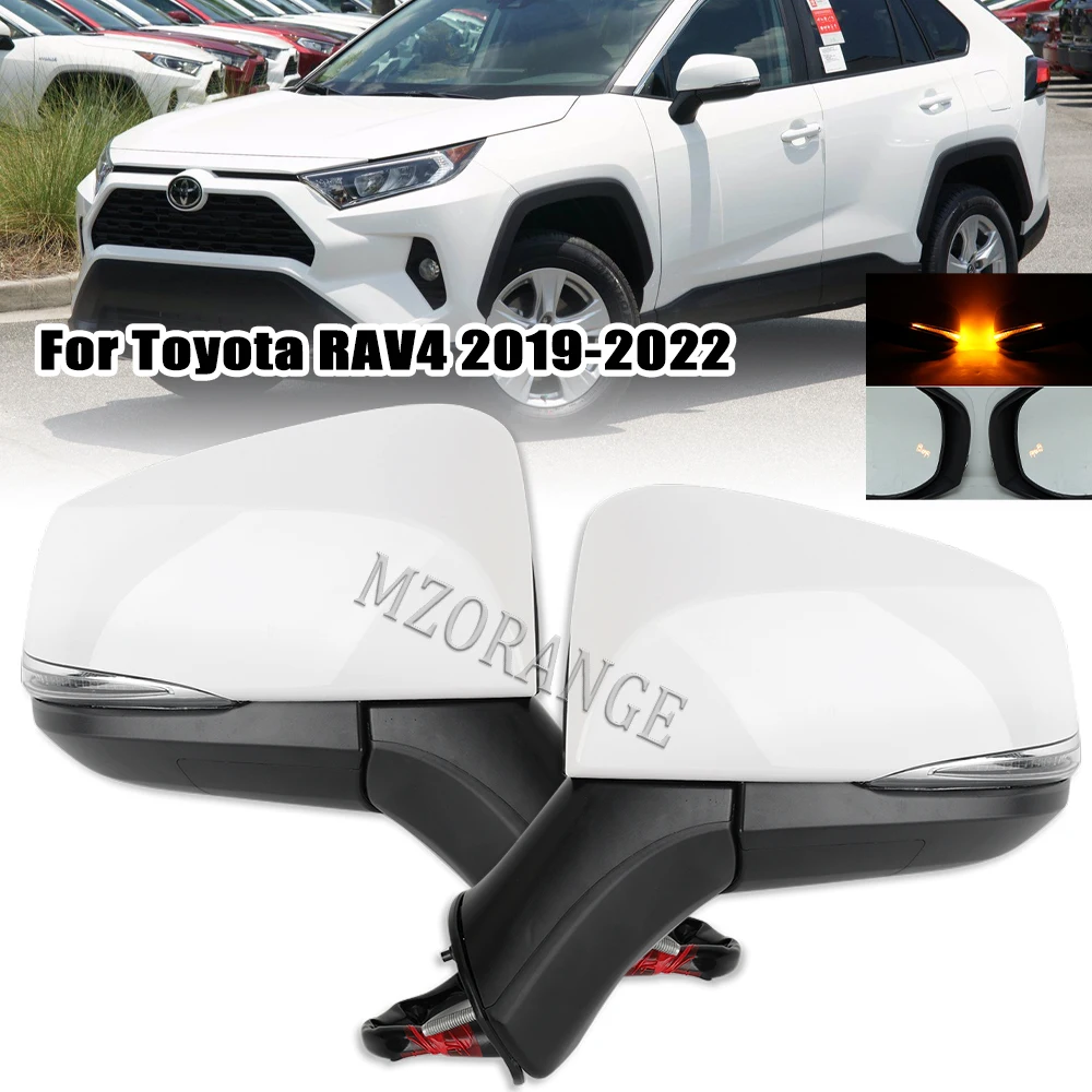 Side Mirror For Toyota RAV4 RAV 4 2019 2020 2021 2022 Car Rearview Mirror Cover Frame Turn Signal Light Lamp Lens HeatedGlass