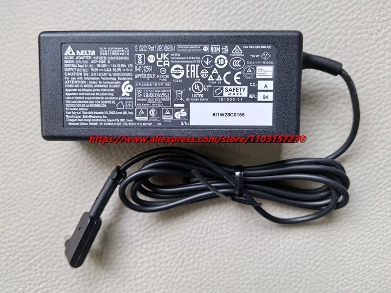 الأصلي دلتا ADP-65DE B 65W 19V 3.42A التيار المتناوب/تيار مستمر محول شاحن لشركة أيسر TravelMate TMP40-51 أسباير A315-22G A315-55G A315-55KG