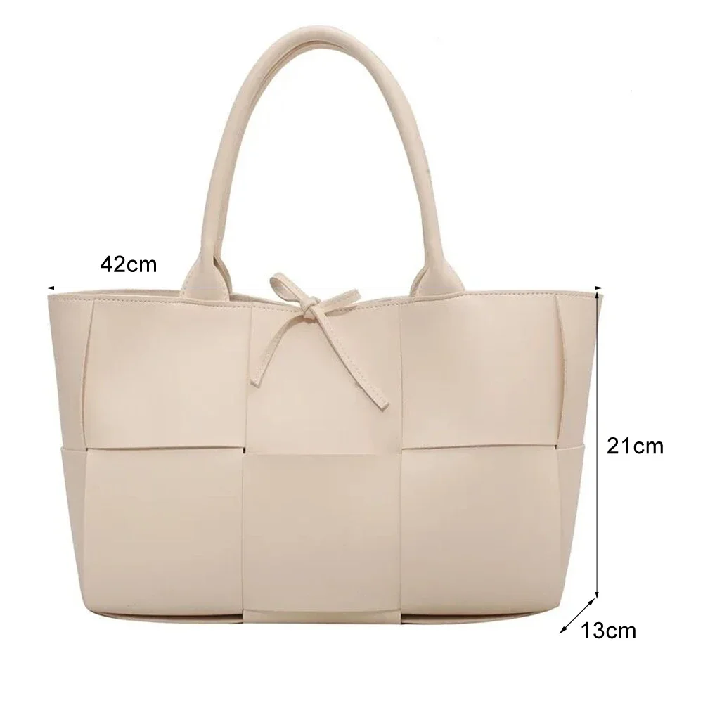 Sac à Main Tissé de Grande Capacité en Cuir, Fourre-Tout de Luxe, de Plage, Nouvelle Collection