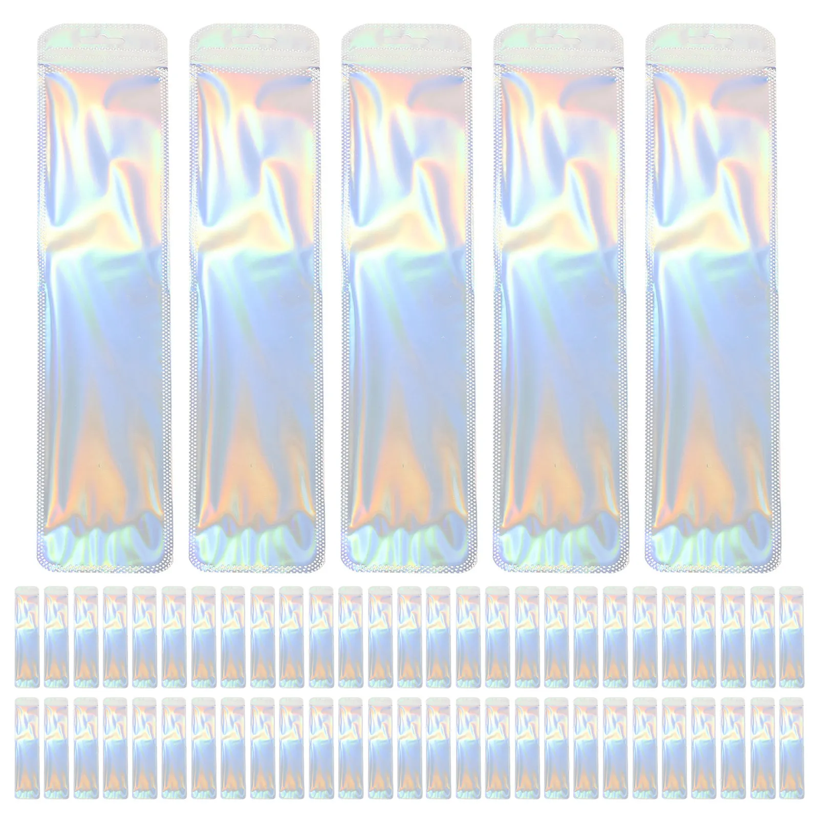 

Holographic Resealable Bags for Earrings Packaging Foil Pouch Bead Pen Cute Small Business Long Necklace