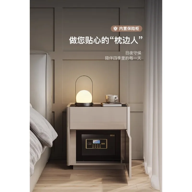 Bedside table, safe, integrated 2024 new home light luxury, high-end bedroom, small bedside storage cabinet with lock