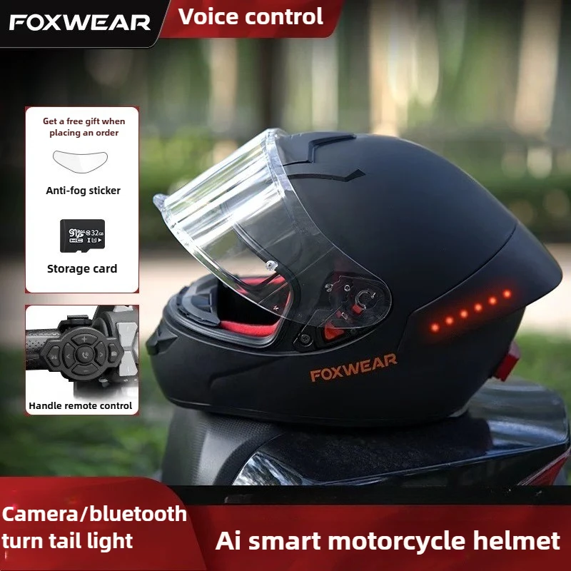 New AI Intelligence Motorcycle Helmet with Camera and Bluetooth Headset Full Face Helmet Men Cascos Para Moto Four Seasons DOT