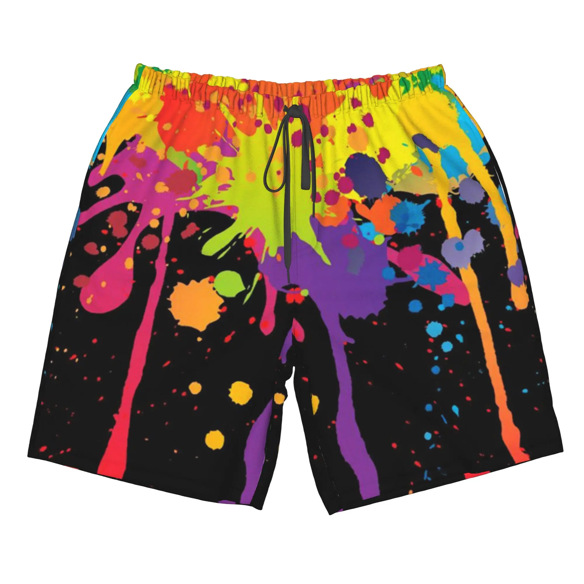 Rainbow Graffiti in Dark Trunks Beach Board Shorts Casual Quick Dry Swim Summer Men Pants