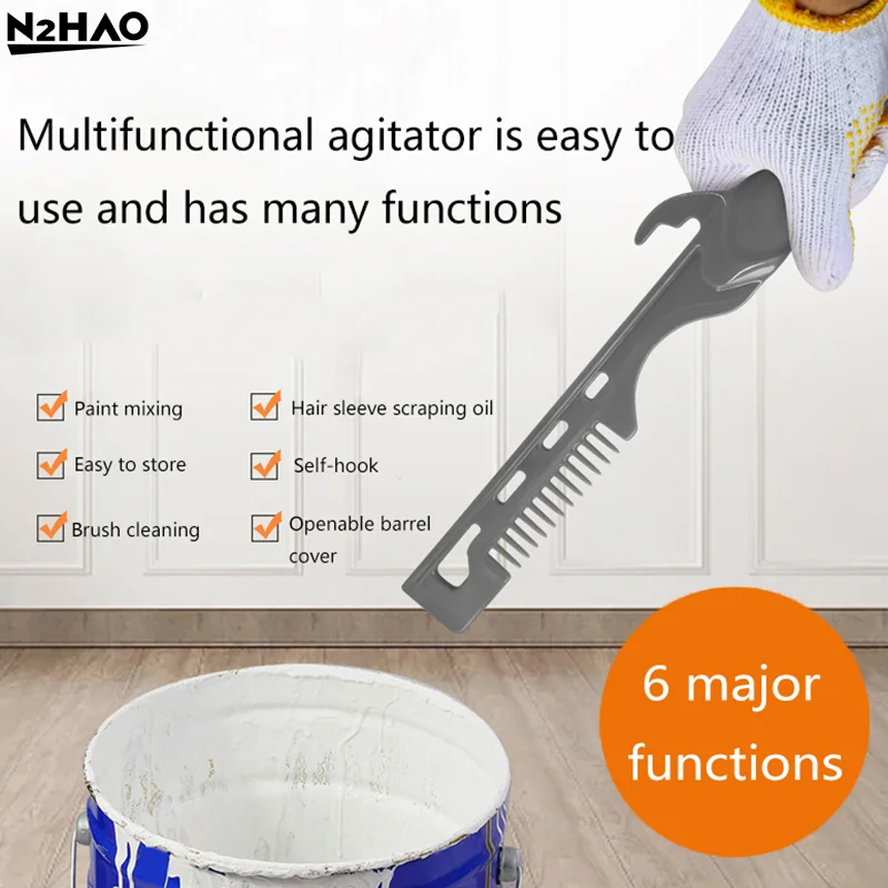

Multi Functional Paint Mixer With Glove Hook, Suitable For Plastic Drum Scraper Of Latex Paint And Water-based Paint