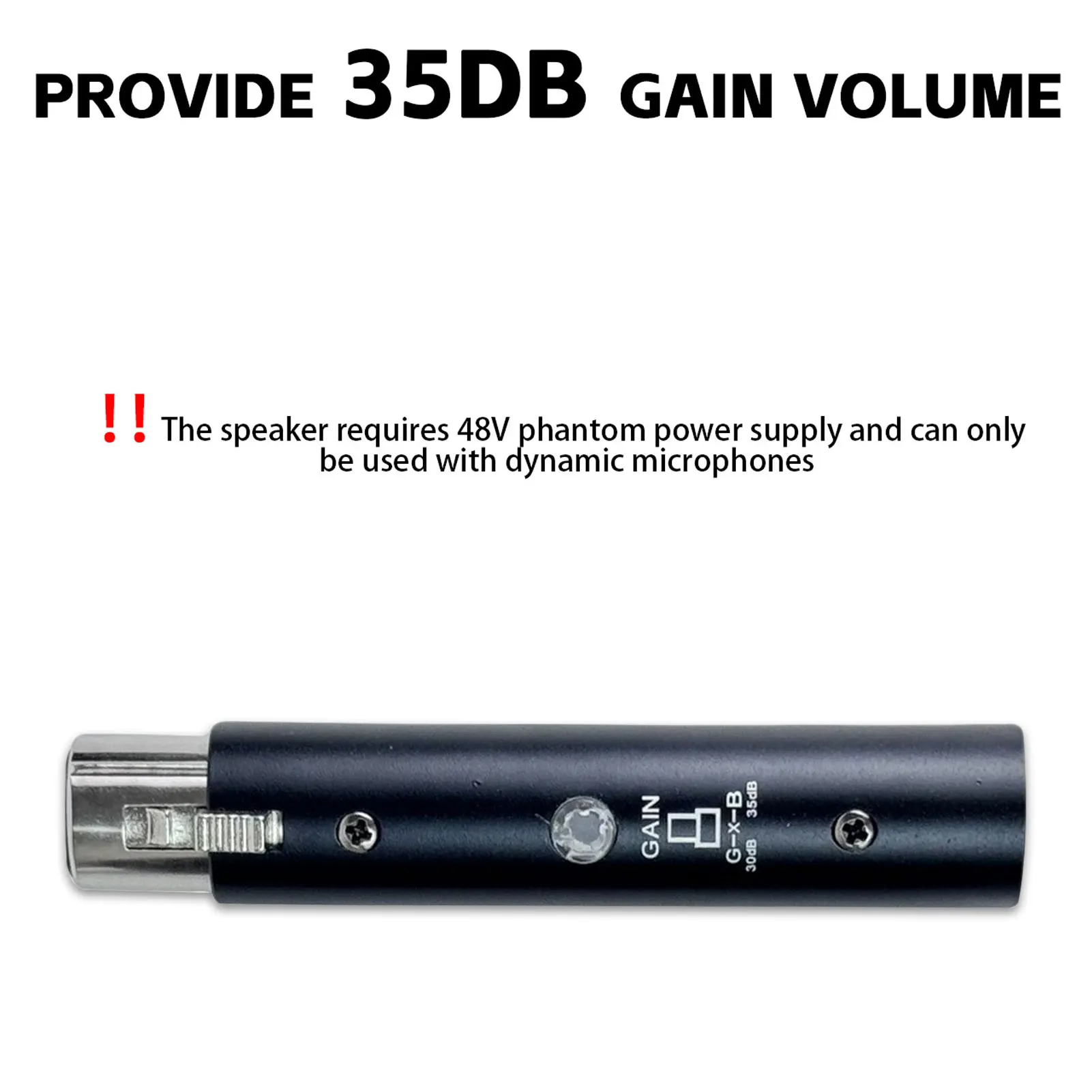 GAZ-MA6 48V Microphone Preamplifier XLR Signal Output Portable Dynamic Mic Amplifier with 35dB Gain Low Noise Music Accessories