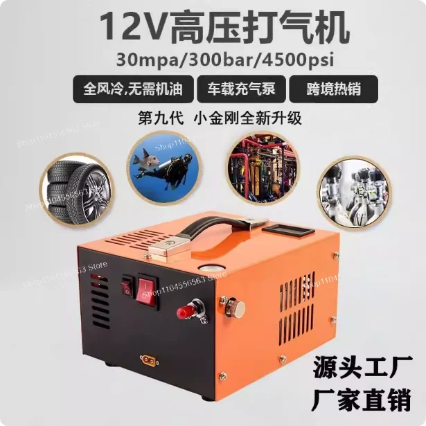 Portable 4500psi High Pressure Air Compressor with LED Display, 12V DC 30MPa/300bar for PCP Pump & Inflating