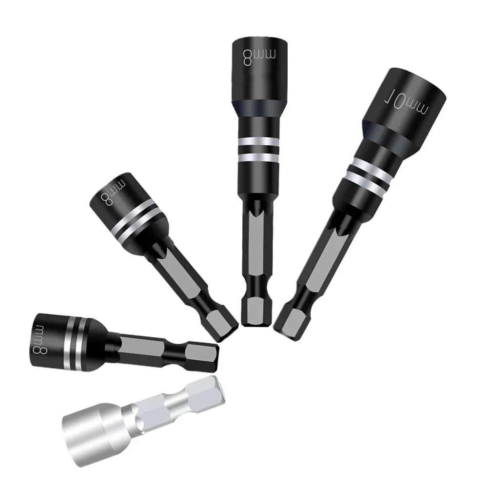 1pc Hex Socket Adapter 8mm Magnetic Nut Screwdriver Socket Bit Hex Shank Driver Adapter Socket Wrench For Pneumatic Screwdrivers