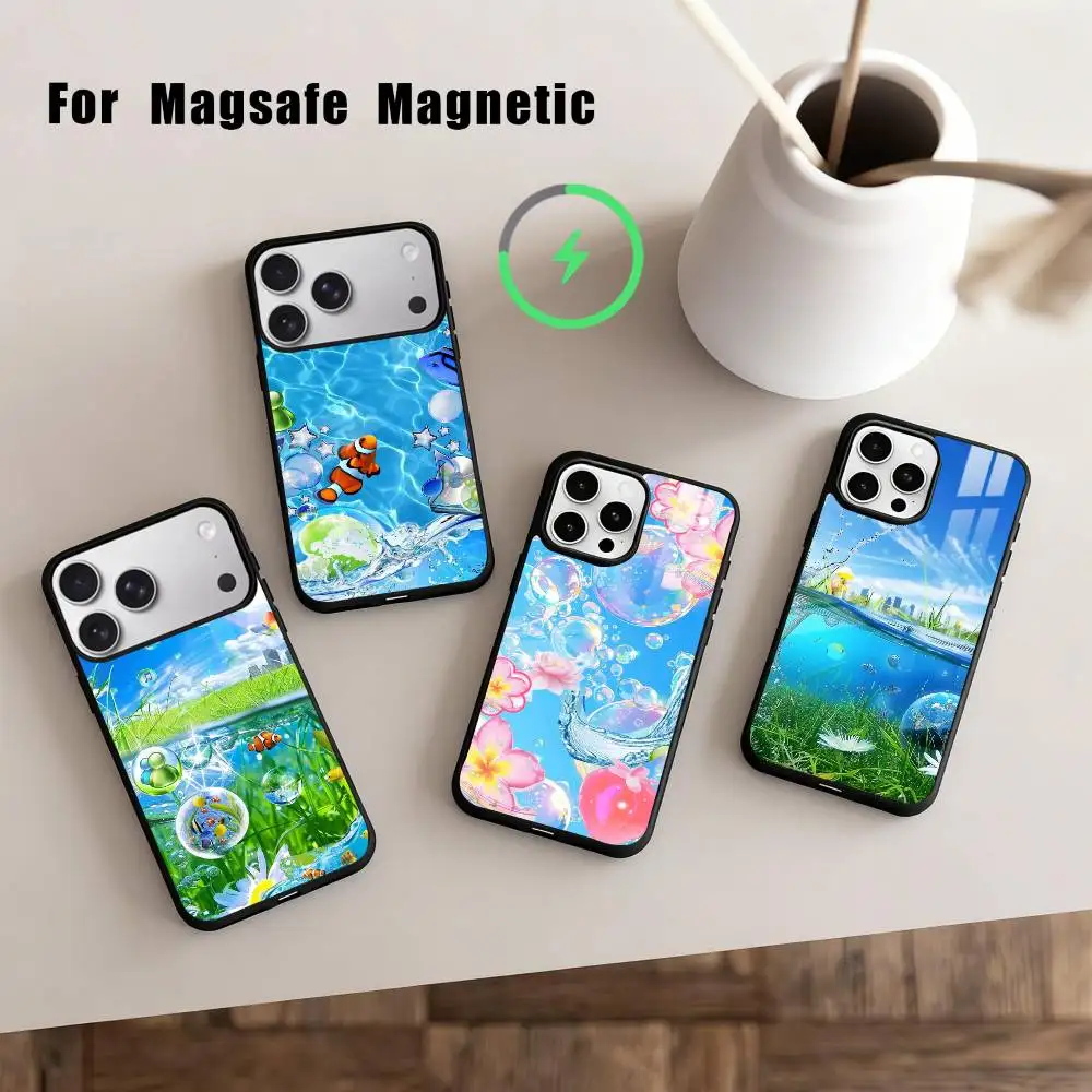 

F-Frutiger Aero Aqua N-Nostalgia Phone Case For iPhone17,16,15,14,13,12,11 Plus,For Magnetic Wireless Charge Cover