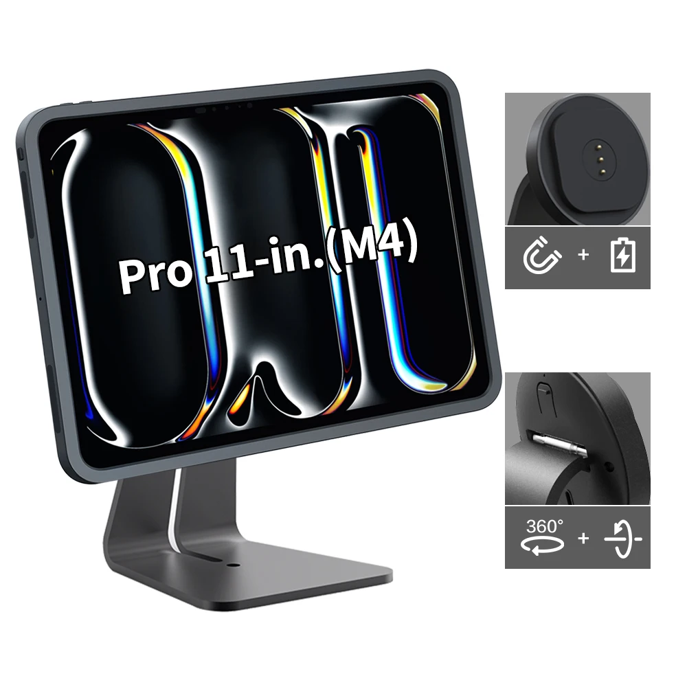 

EMONITA Magnetic Stand on Desk with Charging Case for iPad Pro11-In (M4/ M5) Classic L Shap,Strong Magnets 360 Rotation, 90 Tilt